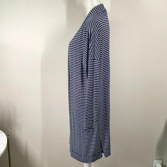 SOMA Cool Nights Robe S Longline Open Front Nautical Stripe Pockets Loungewear - Picture 6 of 8